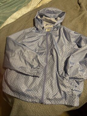 Norm Thompson Light Purple Polka Dot Hooded Raincoat